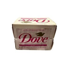 NEW 2 DOVE BEAUTY PINK VINTAGE NOS 1/4 MOISTURIZING CREAM BAR SOAP 4.75oz 1996